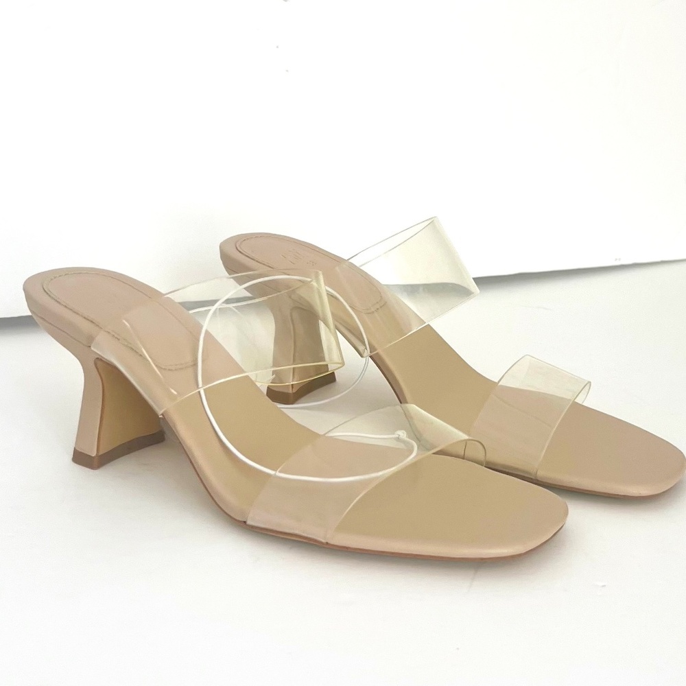 NEW Clear Transparent Women's Heel Sandals Size 7
